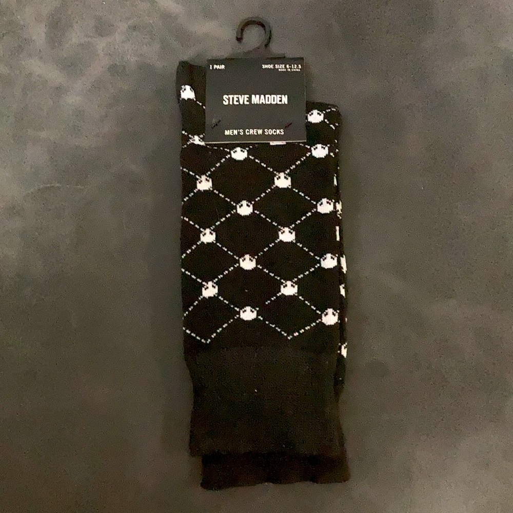 STEVE MADDENmen’s crewsocks,1pair,shoe size6-12.5,pattern ,NWT,Polyester,Spandex